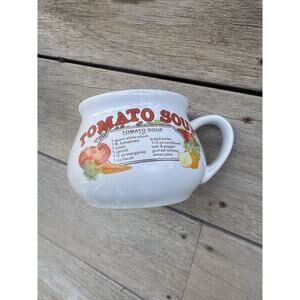 DAT'L DO-IT INC. Tomato Soup Ceramic Pottery Mug Bowl Cup With Recipe Vintage
